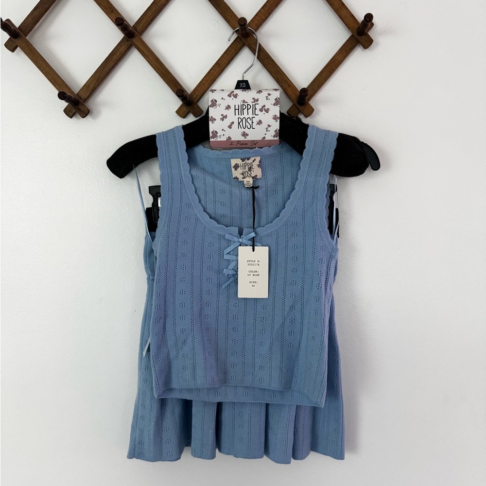 NWT ✨ Hippie Rose Light Blue Knit Tank and Skirt Set